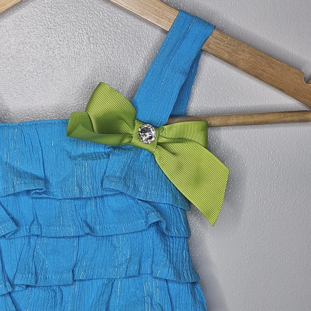 Floral Dress Blue & Green Size 6x Nannette - Picture 4 of 10